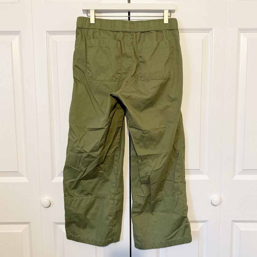 Pact Daily Twill Cropped Pants Medium Organic Cotton Stretch Olive Green Pull On - Picture 5 of 8